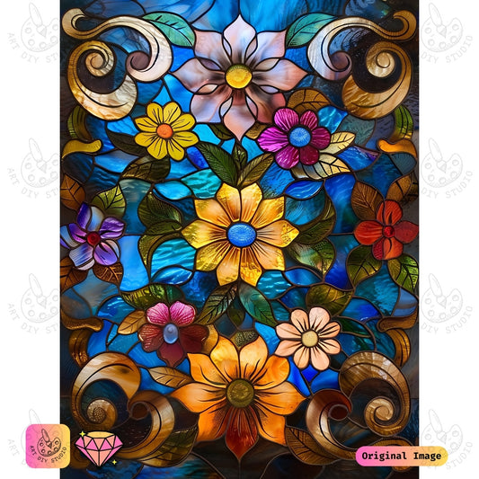 Artdiystudio Stained Glass Blooms Diy Diamond Painting Kit A Burst Of Color And Creativity