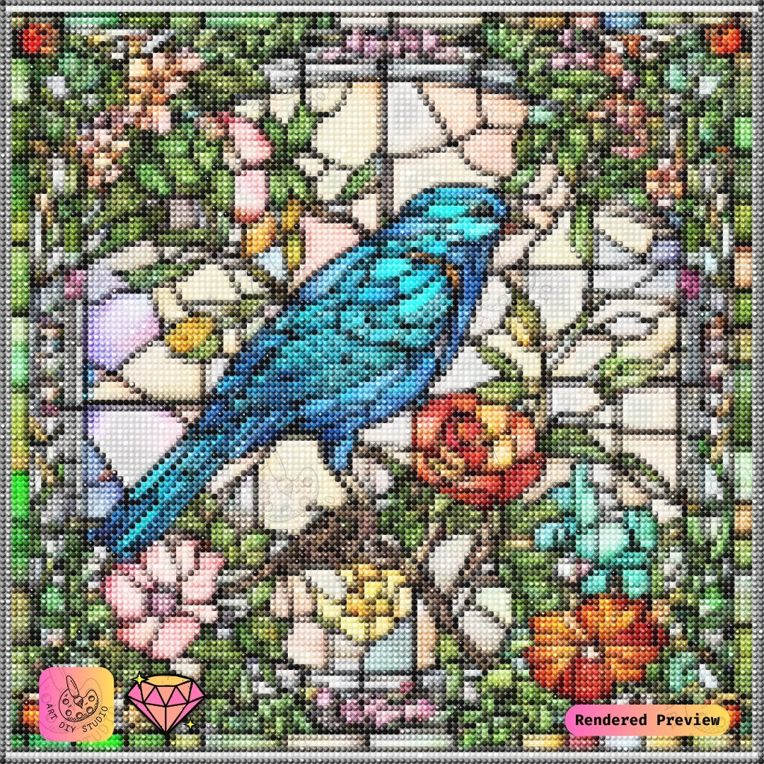 Artdiystudio Stained Glass Bluebird Elegance Diy Diamond Painting Kit A Masterpiece Of Intricate Beauty 5
