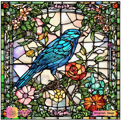 Artdiystudio Stained Glass Bluebird Elegance Diy Diamond Painting Kit A Masterpiece Of Intricate Beauty 6