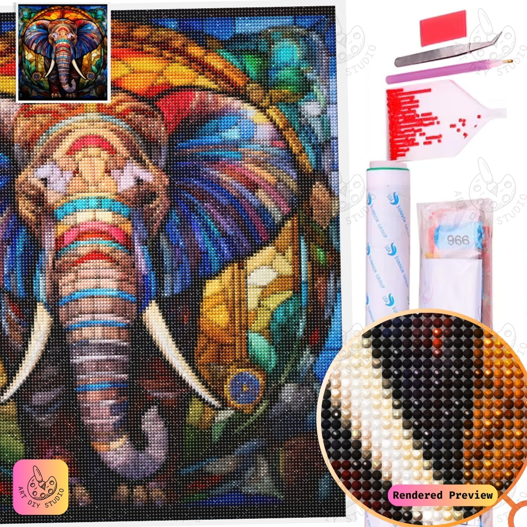 Artdiystudio Stained Glass Elephant Diy Diamond Painting Kit A Radiant Elegance In Art 5