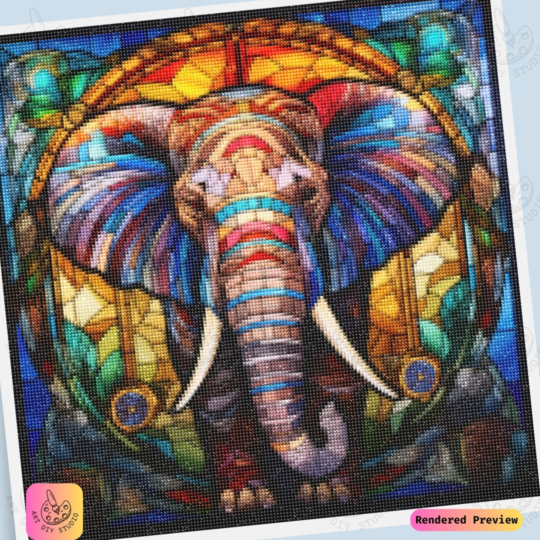 Artdiystudio Stained Glass Elephant Diy Diamond Painting Kit A Radiant Elegance In Art 6
