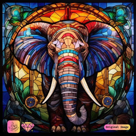 Artdiystudio Stained Glass Elephant Diy Diamond Painting Kit A Radiant Elegance In Art