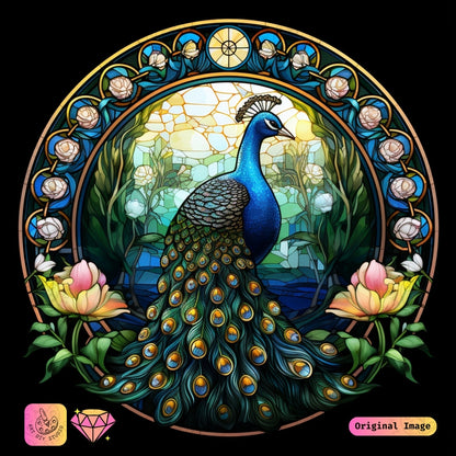 Artdiystudio Stained Glass Peacock Elegance Diy Diamond Painting Kit Craft A Timeless Beauty 6