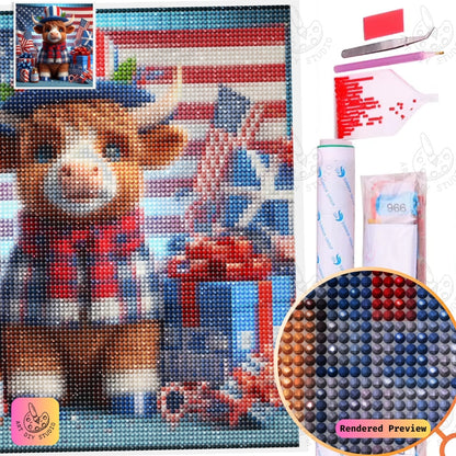 Artdiystudio Star Spangled Moo Diy Diamond Painting Kit Celebrate With Patriotic Charm 5