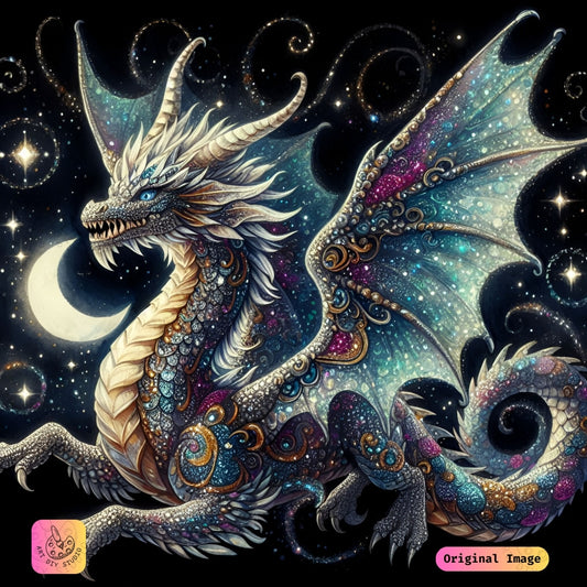 Artdiystudio Starlight Dragon Radiance Diy Diamond Painting Kit A Celestial Masterpiece