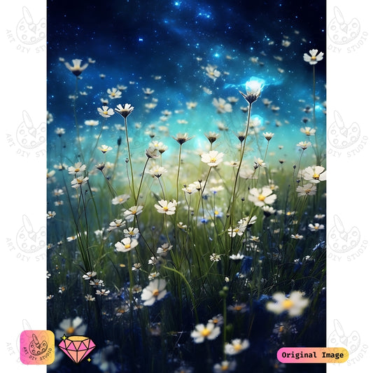 Artdiystudio Starlit Daisy Meadow Diy Diamond Painting Kit A Gentle Cosmic Elegance