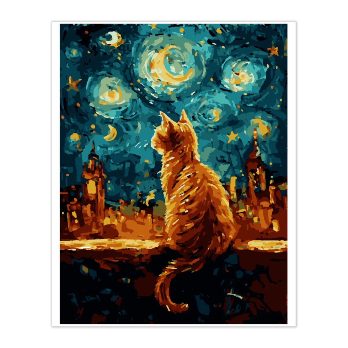 Artdiystudio Starry Night Cat Paint By Numbers Kit A Whimsical Feline Masterpiece 4