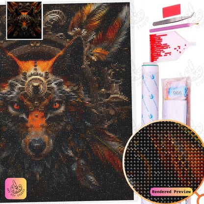 Artdiystudio Steampunk Wolf Blaze Diy Diamond Painting Kit A Fusion Of Fire And Metal 5