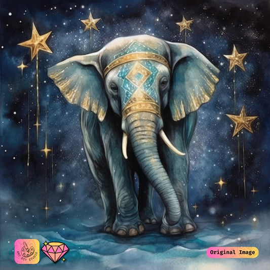 Artdiystudio Stellar Elegance Elephant Diy Diamond Painting Kit A Radiant Blend Of Magic And Art