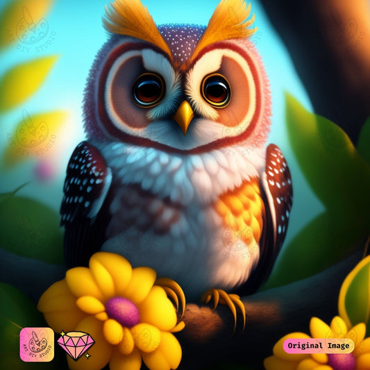 Artdiystudio Sunlit Bloom Owl Diy Diamond Painting Kit A Whimsical Splash Of Color