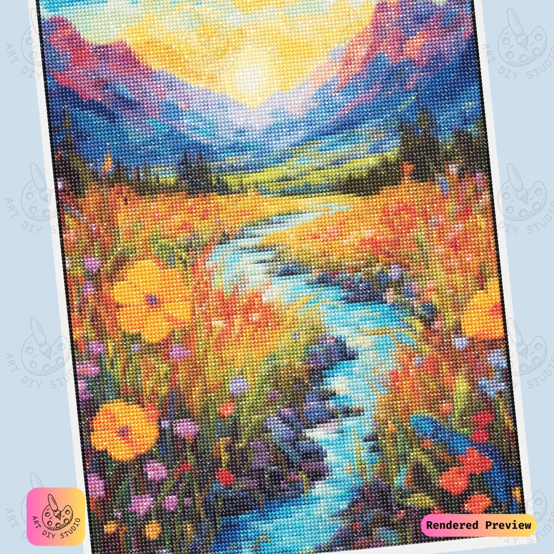 Artdiystudio Sunlit Meadow Bliss Diy Diamond Painting Kit A Tranquil Nature Escape 6
