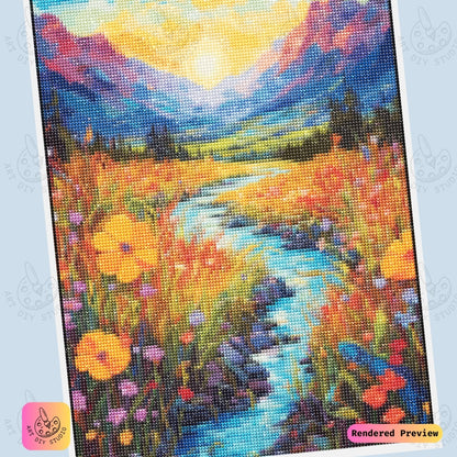 Artdiystudio Sunlit Meadow Bliss Diy Diamond Painting Kit A Tranquil Nature Escape 6