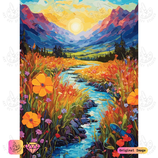 Artdiystudio Sunlit Meadow Bliss Diy Diamond Painting Kit A Tranquil Nature Escape
