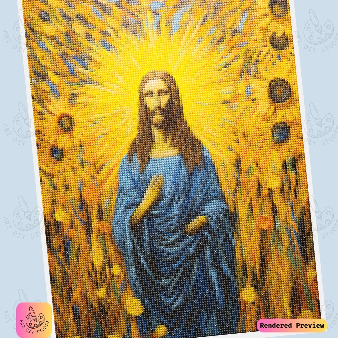Artdiystudio Sunlit Savior Grace Diy Diamond Painting Kit A Radiant Tribute To Faith 6