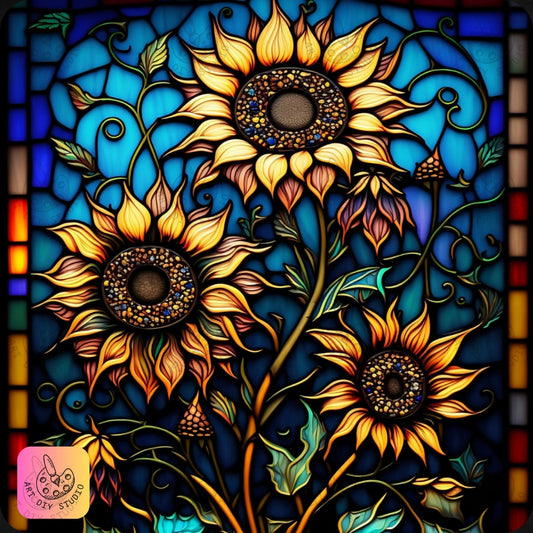 Artdiystudio Sunlit Stained Glass Garden Diy Diamond Painting Kit A Timeless Floral Masterpiece 8