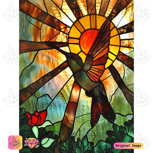 Artdiystudio Sunrise Hummingbird Diy Diamond Painting Kit A Burst Of Color And Light