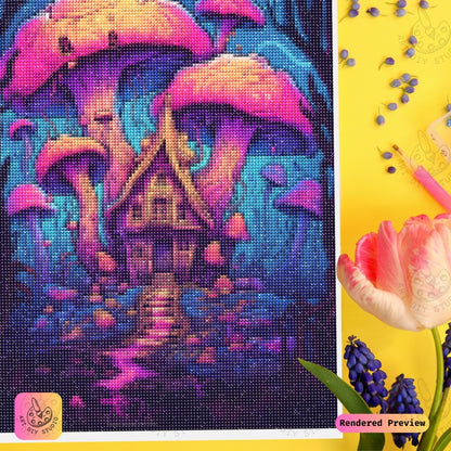 Artdiystudio Surreal Mushroom Hideaway Diy Diamond Painting Kit A Whimsical Dreamscape In Art 3