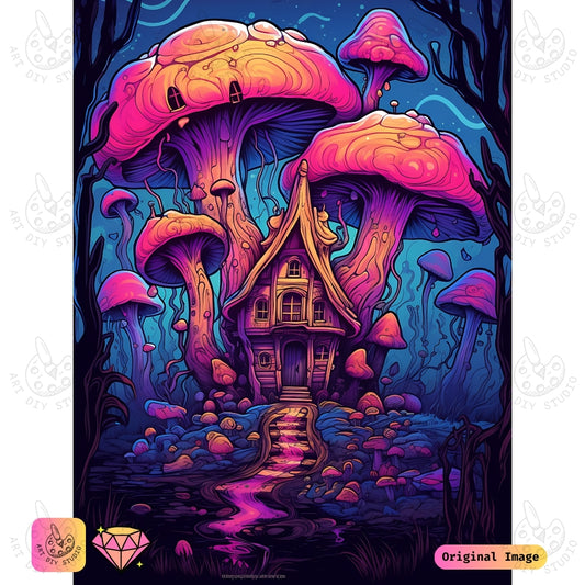 Artdiystudio Surreal Mushroom Hideaway Diy Diamond Painting Kit A Whimsical Dreamscape In Art