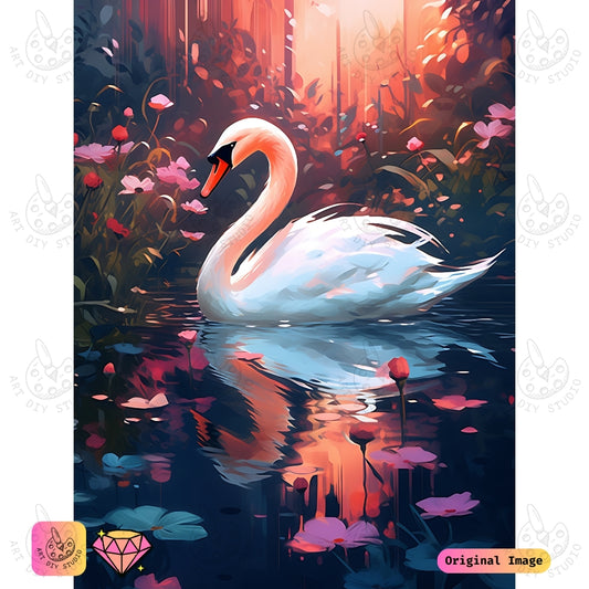 Artdiystudio Swan Lake Elegance Diy Diamond Painting Kit A Masterpiece Of Tranquility