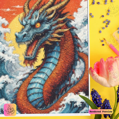 Artdiystudio Tidal Flame Warden Diy Diamond Painting Kit A Mythical Aquatic Vision 3