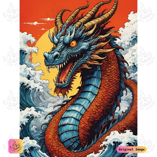 Artdiystudio Tidal Flame Warden Diy Diamond Painting Kit A Mythical Aquatic Vision