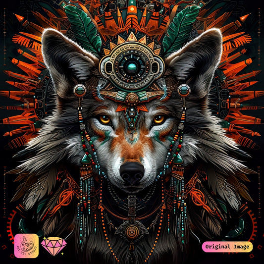Artdiystudio Tribal Wolf Majesty Diy Diamond Painting Kit A Symbol Of Strength And Spirit