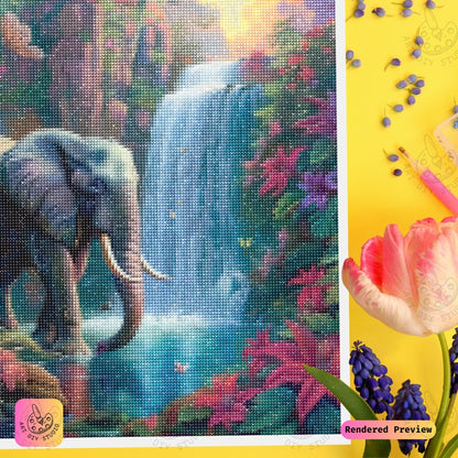 Artdiystudio Tropical Oasis Elephant Diy Diamond Painting Kit A Serene Beauty In Art 3