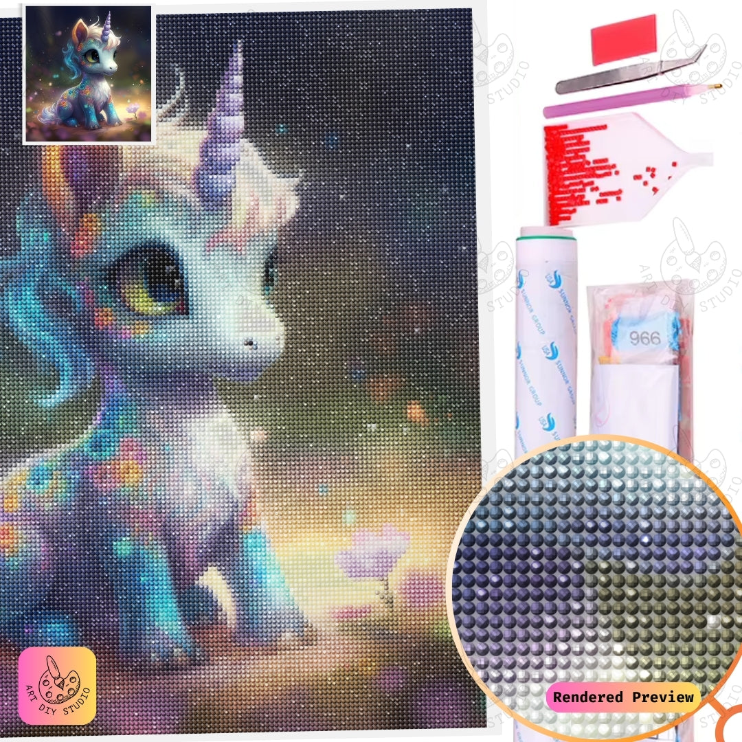 Artdiystudio Twilight Blossom Unicorn Diy Diamond Painting Kit A Tiny Magical Marvel 5