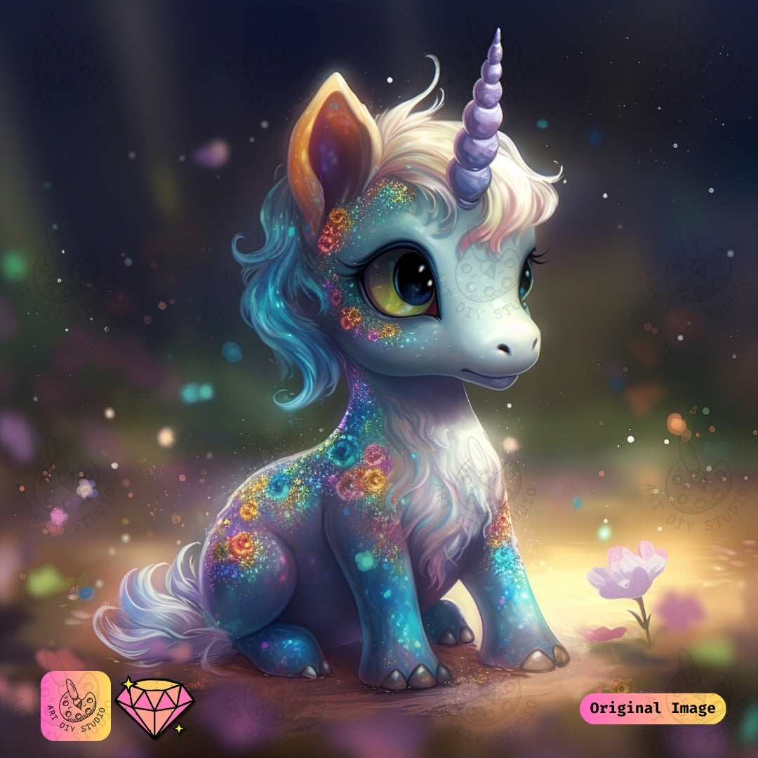 Artdiystudio Twilight Blossom Unicorn Diy Diamond Painting Kit A Tiny Magical Marvel