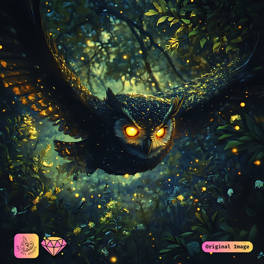 Artdiystudio Twilight Forest Guardian Diy Diamond Painting Kit A Magical Owl Adventure