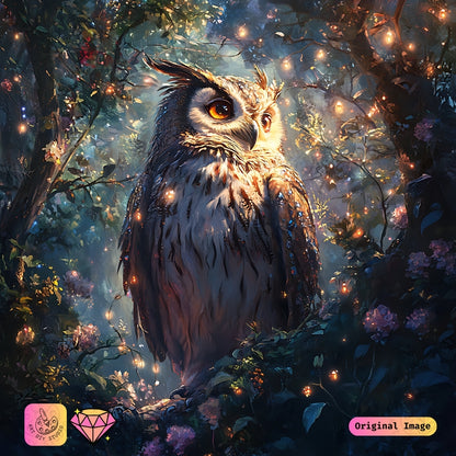Artdiystudio Twilight Majesty Owl Diy Diamond Painting Kit A Regal Forest Glow