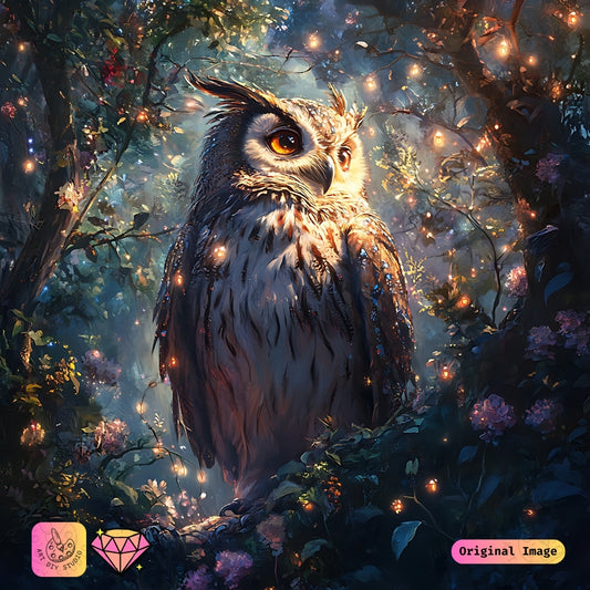 Artdiystudio Twilight Majesty Owl Diy Diamond Painting Kit A Regal Forest Glow