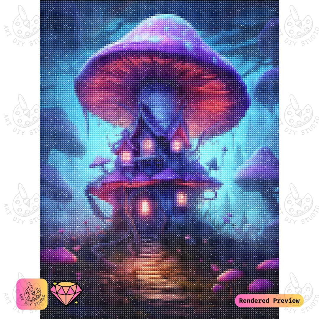 Artdiystudio Twilight Mushroom Manor Diy Diamond Painting Kit A Mystical Journey In Art 2