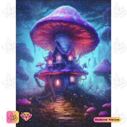 Artdiystudio Twilight Mushroom Manor Diy Diamond Painting Kit A Mystical Journey In Art 2