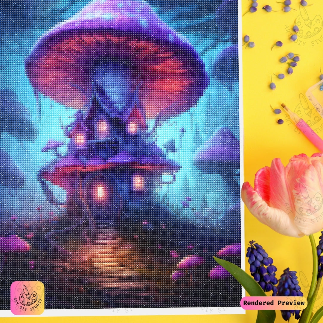 Artdiystudio Twilight Mushroom Manor Diy Diamond Painting Kit A Mystical Journey In Art 3