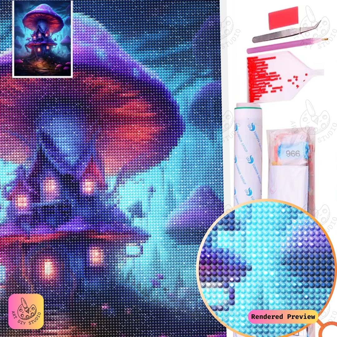 Artdiystudio Twilight Mushroom Manor Diy Diamond Painting Kit A Mystical Journey In Art 5