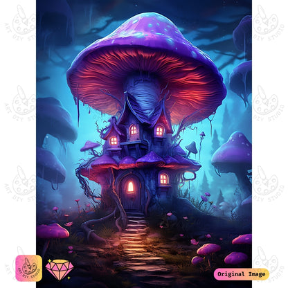 Artdiystudio Twilight Mushroom Manor Diy Diamond Painting Kit A Mystical Journey In Art
