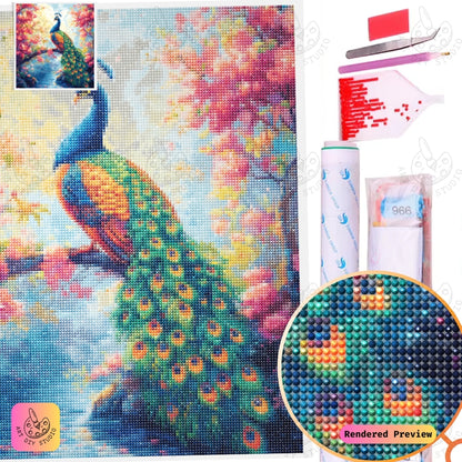 Artdiystudio Vibrant Peacock Bloom Diy Diamond Painting Kit A Masterpiece Of Natures Energy 2