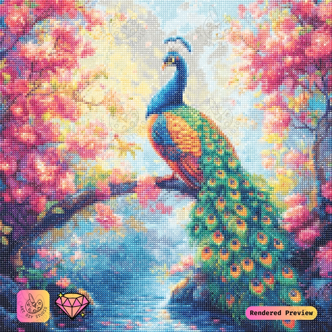 Artdiystudio Vibrant Peacock Bloom Diy Diamond Painting Kit A Masterpiece Of Natures Energy 5