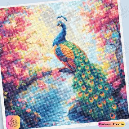 Artdiystudio Vibrant Peacock Bloom Diy Diamond Painting Kit A Masterpiece Of Natures Energy