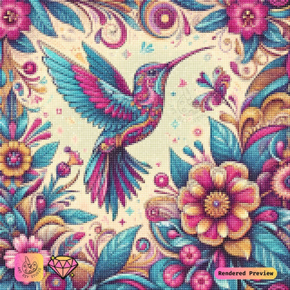 Artdiystudio Vivid Hummingbird Blooms Diy Diamond Painting Kit A Vibrant Dance Of Color 2