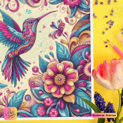 Artdiystudio Vivid Hummingbird Blooms Diy Diamond Painting Kit A Vibrant Dance Of Color 3