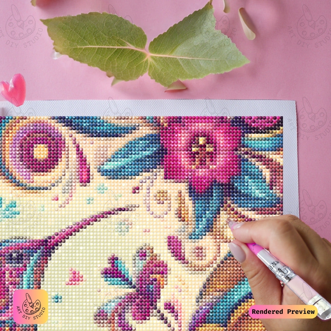Artdiystudio Vivid Hummingbird Blooms Diy Diamond Painting Kit A Vibrant Dance Of Color 4