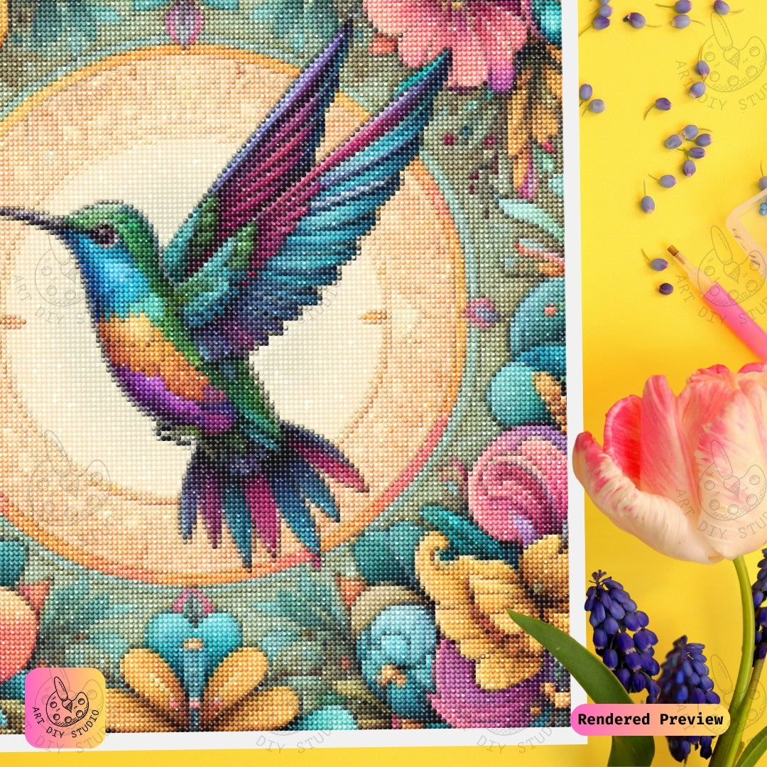 Artdiystudio Vivid Hummingbird Flight Diy Diamond Painting Kit A Burst Of Color In Motion 3