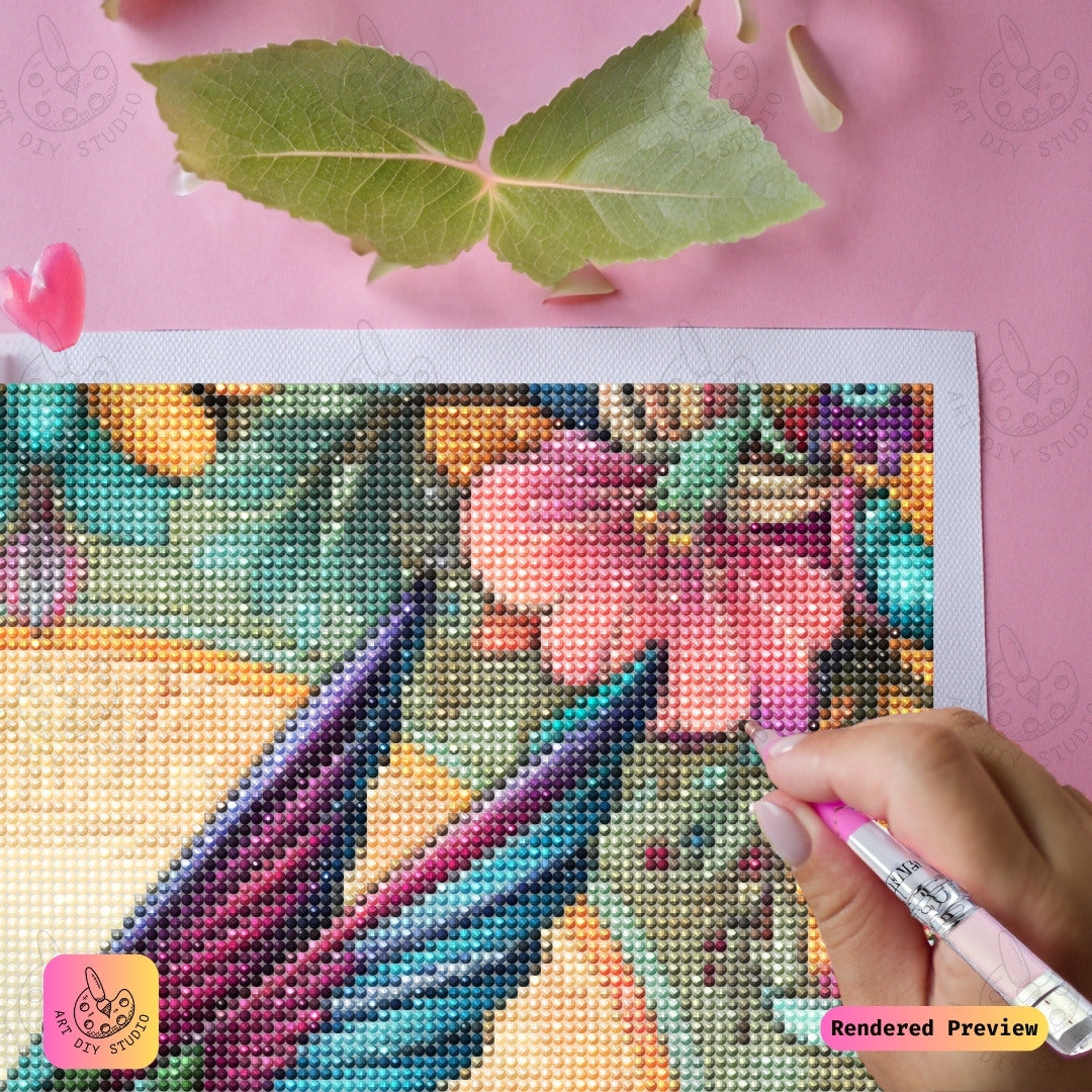 Artdiystudio Vivid Hummingbird Flight Diy Diamond Painting Kit A Burst Of Color In Motion 4