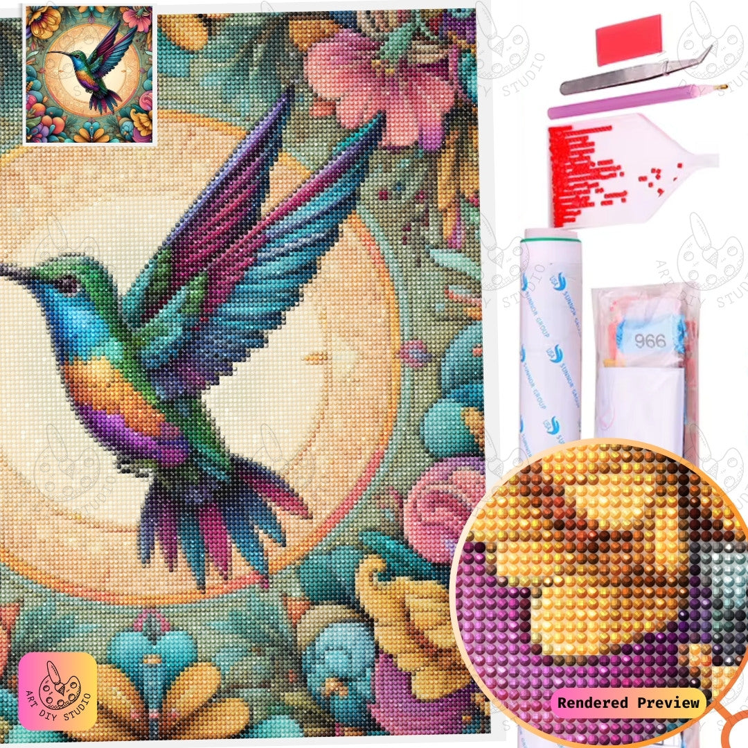 Artdiystudio Vivid Hummingbird Flight Diy Diamond Painting Kit A Burst Of Color In Motion 5