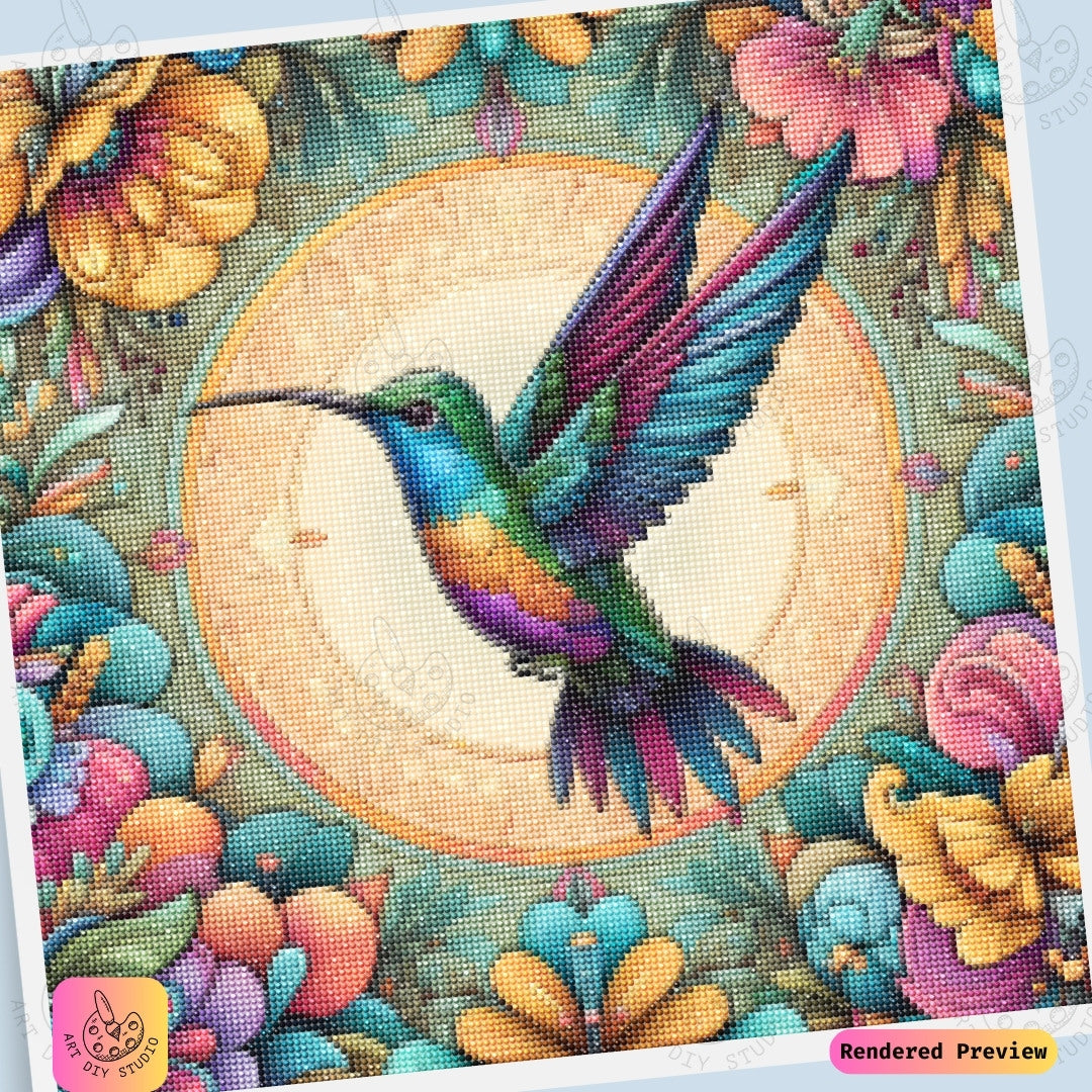 Artdiystudio Vivid Hummingbird Flight Diy Diamond Painting Kit A Burst Of Color In Motion 6