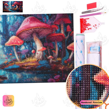 Artdiystudio Vivid Mushroom Reflections Diy Diamond Painting Kit A Magical Forest Escape 5