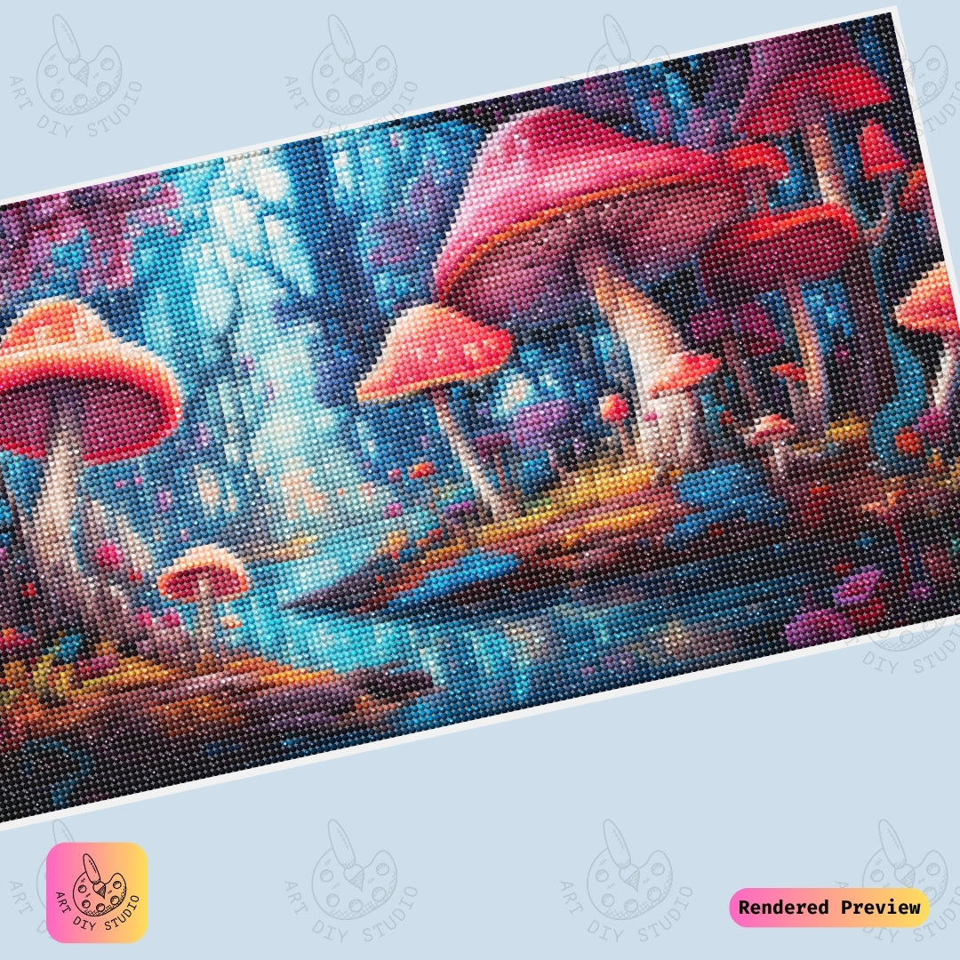 Artdiystudio Vivid Mushroom Reflections Diy Diamond Painting Kit A Magical Forest Escape 6