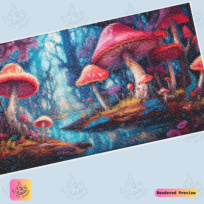 Artdiystudio Vivid Mushroom Reflections Diy Diamond Painting Kit A Magical Forest Escape 6